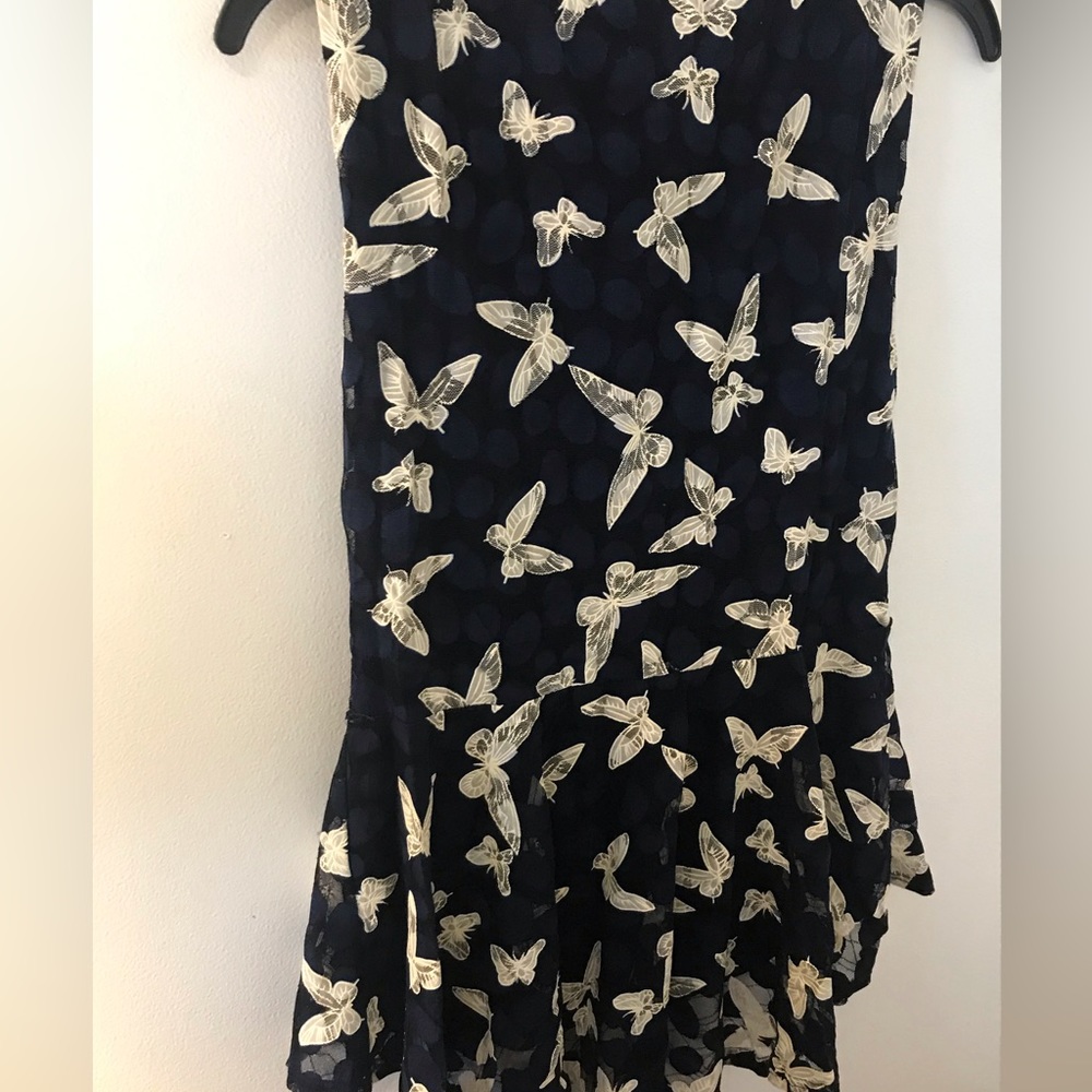 Papillon navy blue and cream butterfly dress